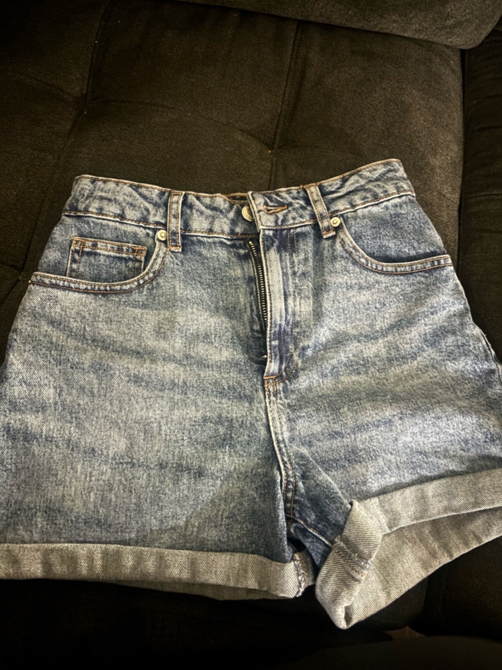 New without tag. ASOS Light Wash High-Rise Cuffed Jean Shorts